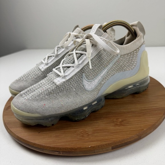 Nike Women’s VaporMax Flyknit Sneakers — Cream/White - Picture 3 of 9